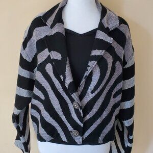 Painted Pony Zebra Print Cropped Jacket/Blazer